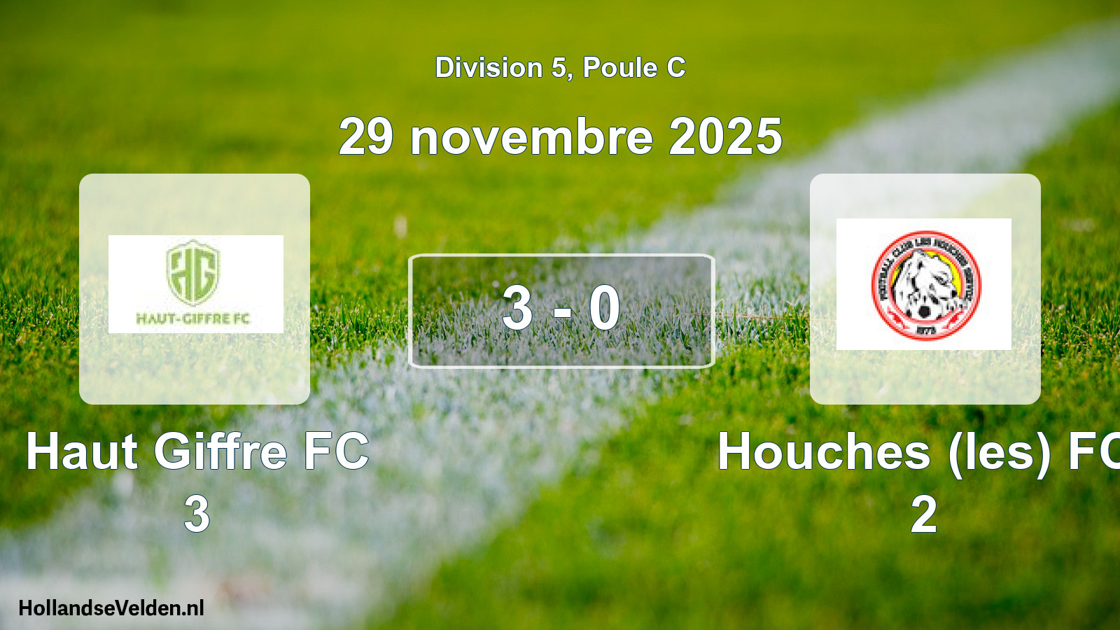 Match joué: Haut Giffre FC 3 - Houches (les) FC 2 3 - 0 (29 novembre 2025)