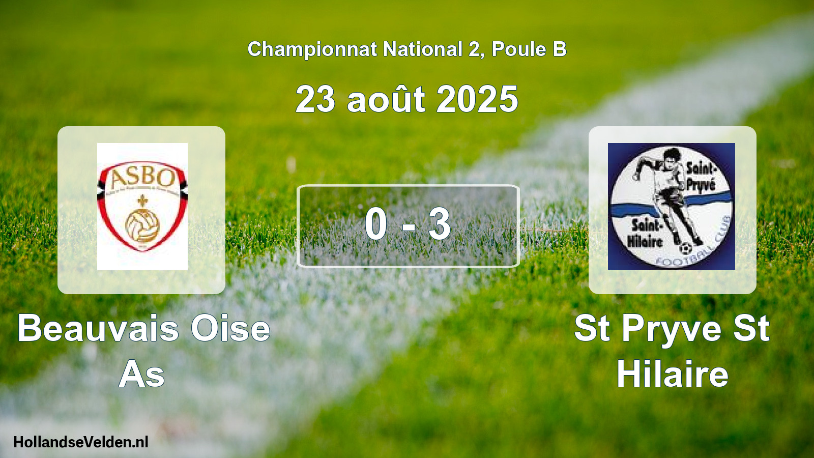 Gespeelde wedstrijd: Beauvais Oise As - St Pryve St Hilaire 0 - 3 (23 août 2025)