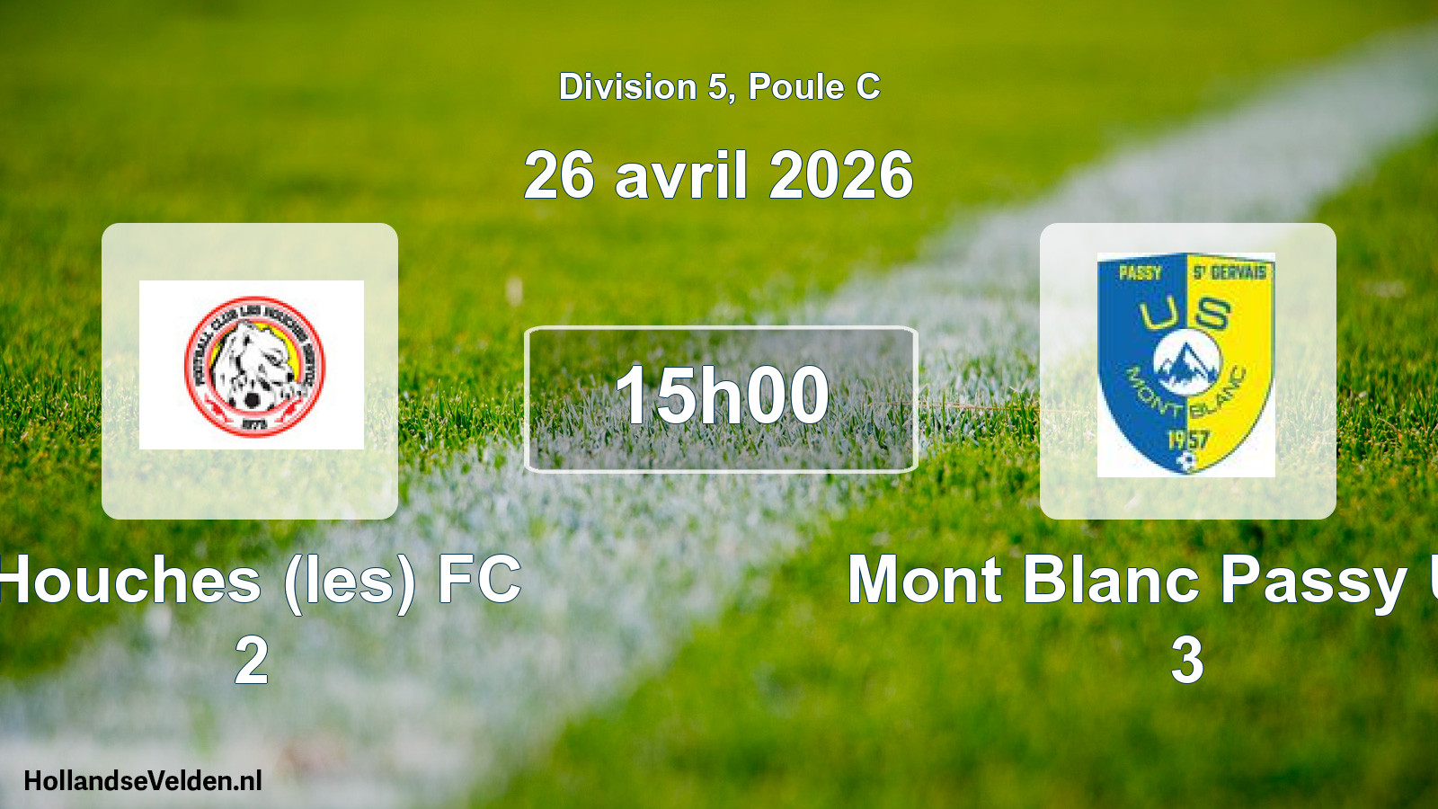 Match programmé: Houches (les) FC 2 - Mont Blanc Passy Us. 3 (26 avril 2026)