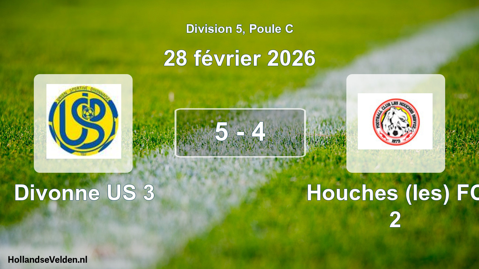 Gespeelde wedstrijd: Divonne US 3 - Houches (les) FC 2 5 - 4 (28 februari 2026)