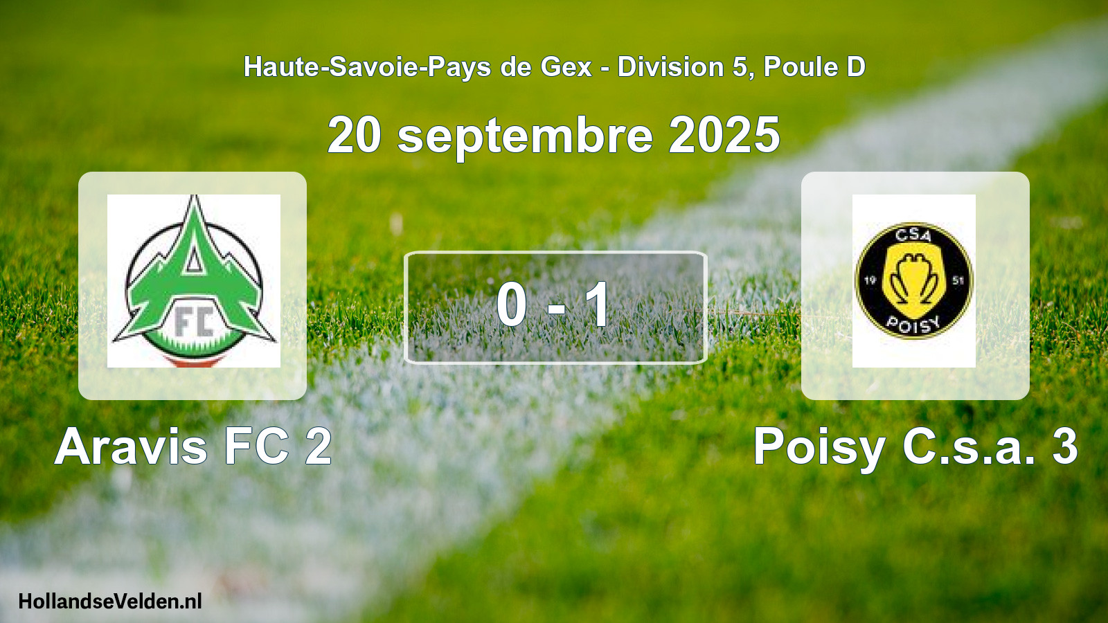 Gespeelde wedstrijd: Aravis FC 2 - Poisy C.s.a. 3 0 - 1 (20 september 2025)
