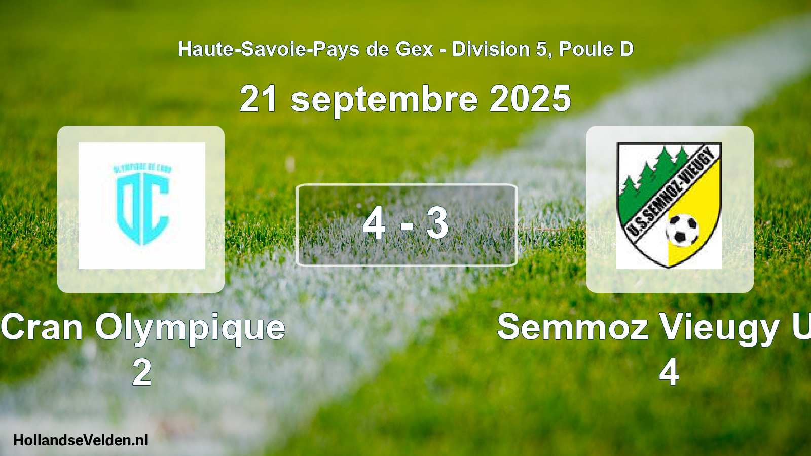 Gespeelde wedstrijd: Cran Olympique 2 - Semmoz Vieugy US 4 4 - 3 (21 september 2025)