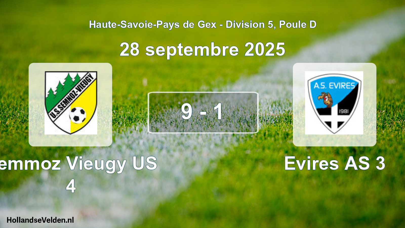 Gespeelde wedstrijd: Semmoz Vieugy US 4 - Evires AS 3 9 - 1 (28 september 2025)