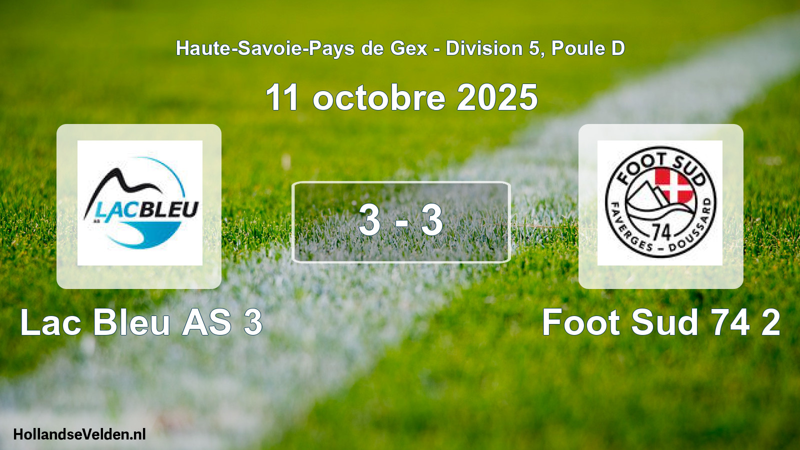 Match joué: Lac Bleu AS 3 - Foot Sud 74 2 3 - 3 (11 octobre 2025)