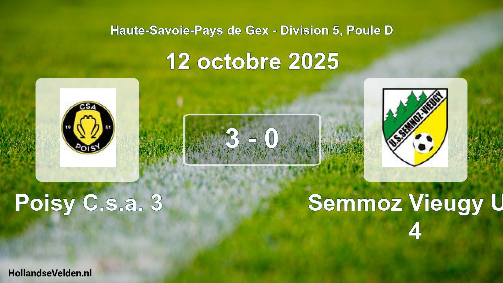 Total number of matches played: Poisy C.s.a. 3 - Semmoz Vieugy US 4 3 - 0 (12 October 2025)