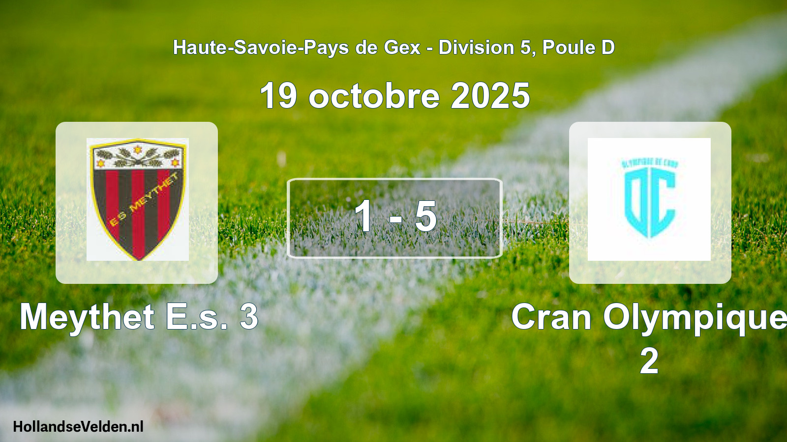 Match joué: Meythet E.s. 3 - Cran Olympique 2 1 - 5 (19 octobre 2025)