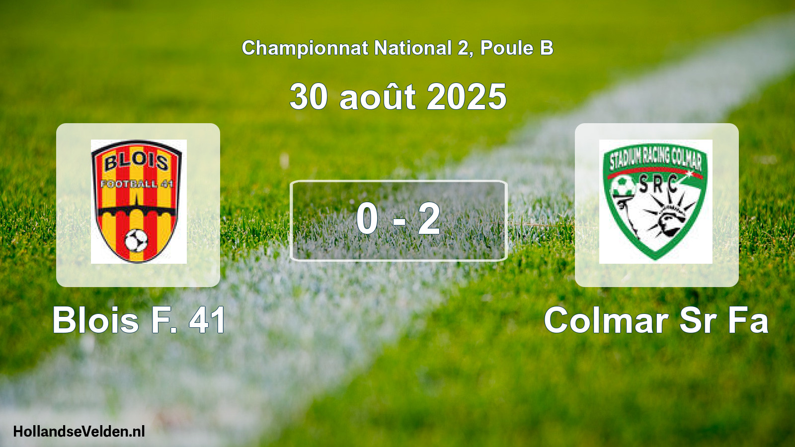 Gespeelde wedstrijd: Blois F. 41 - Colmar Sr Fa 0 - 2 (30 août 2025)