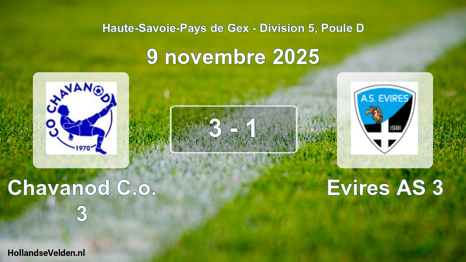 Gespeelde wedstrijd: Chavanod C.o. 3 - Evires AS 3 3 - 1 (9 november 2025)