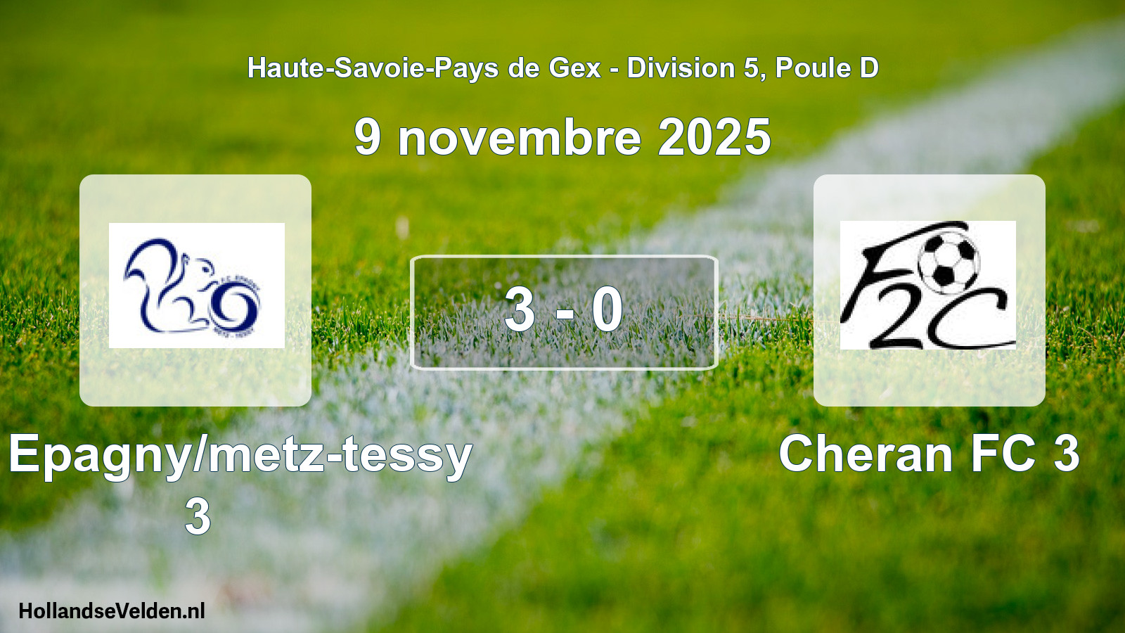 Gespeelde wedstrijd: FC Epagny/metz-tessy 3 - Cheran FC 3 3 - 0 (9 november 2025)