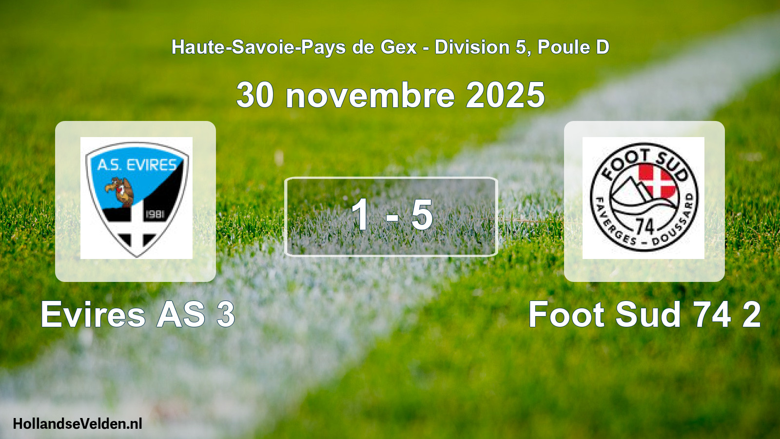 Gespeelde wedstrijd: Evires AS 3 - Foot Sud 74 2 1 - 5 (30 november 2025)