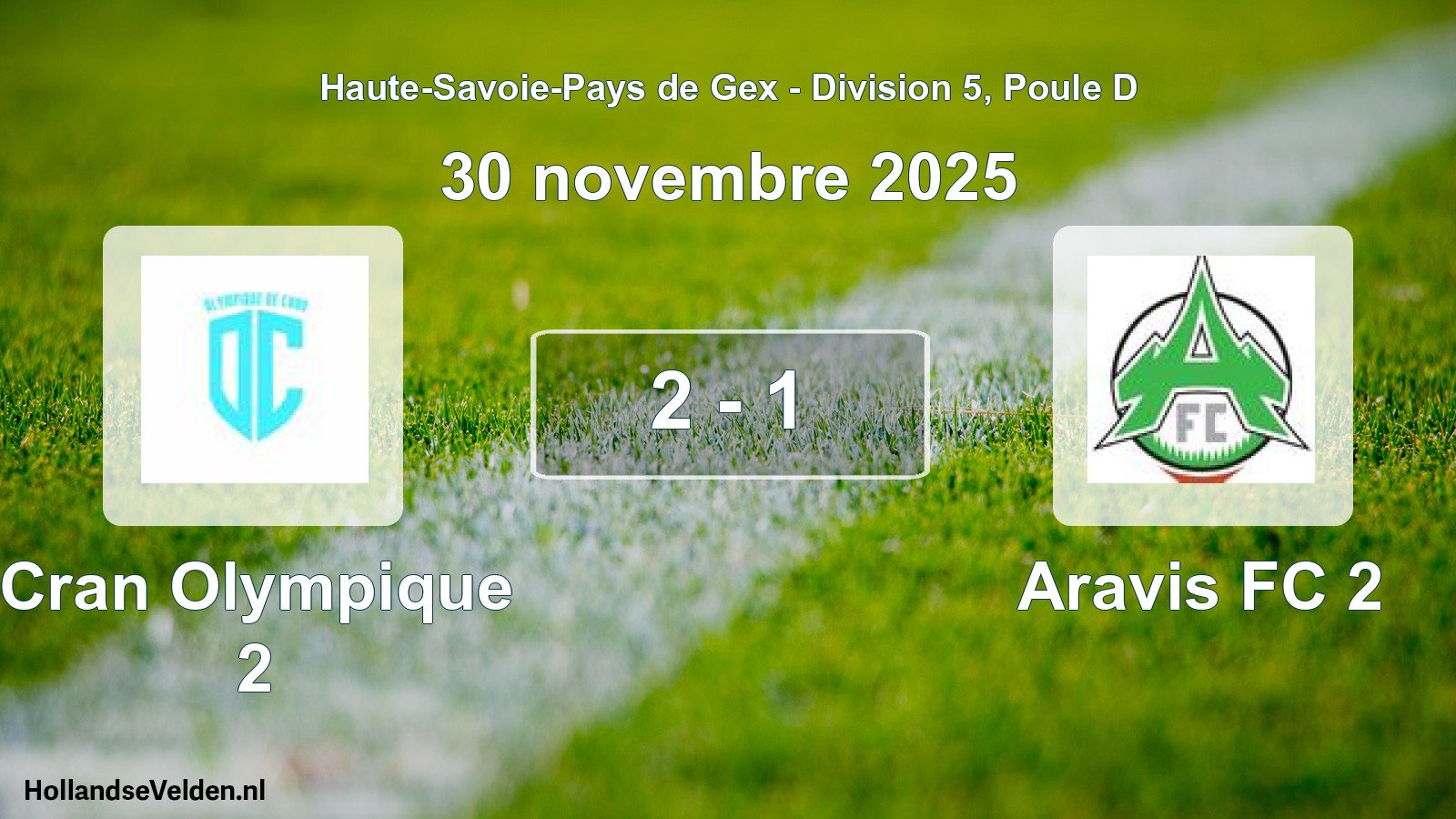 Gespeelde wedstrijd: Cran Olympique 2 - Aravis FC 2 2 - 1 (30 november 2025)