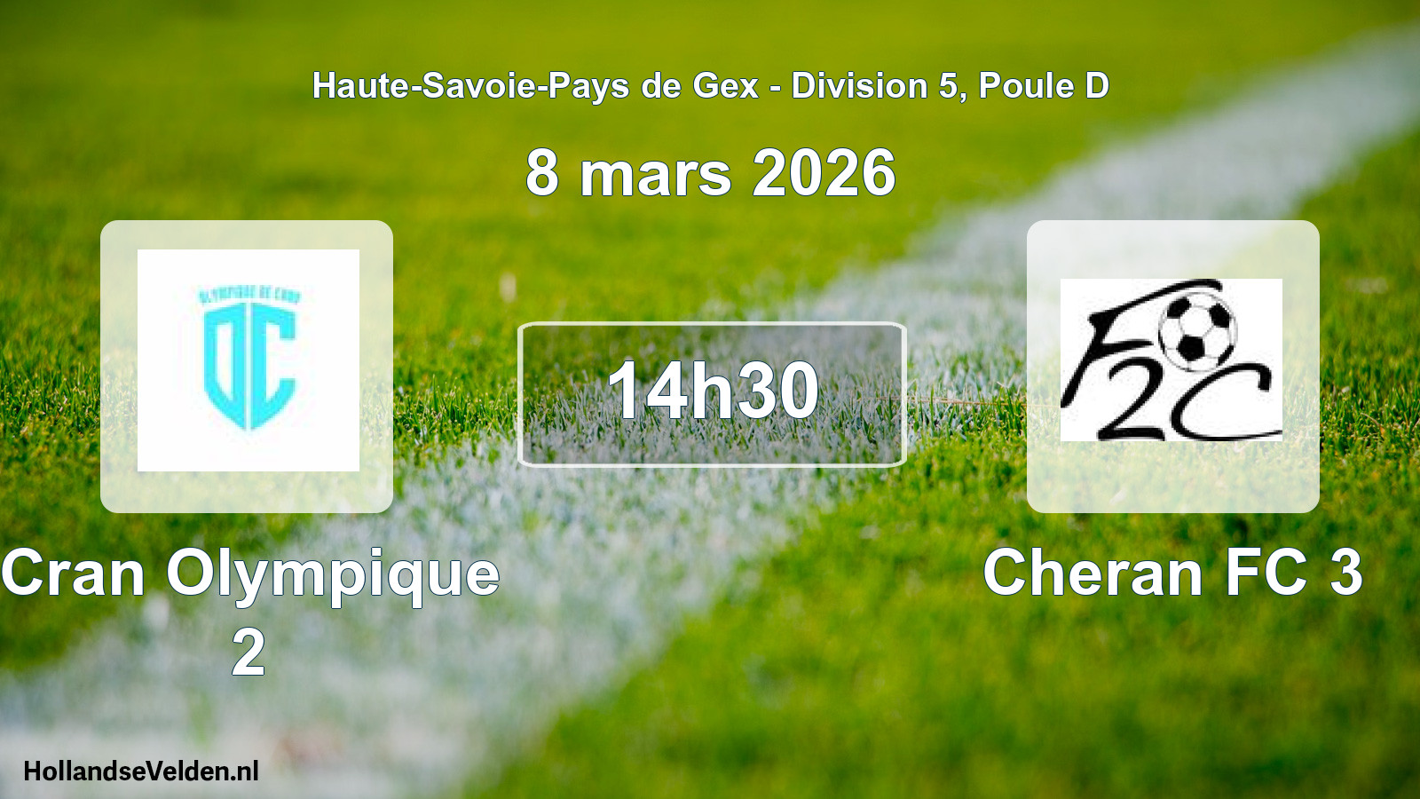 Match programmé: Cran Olympique 2 - Cheran FC 3 (8 mars 2026)