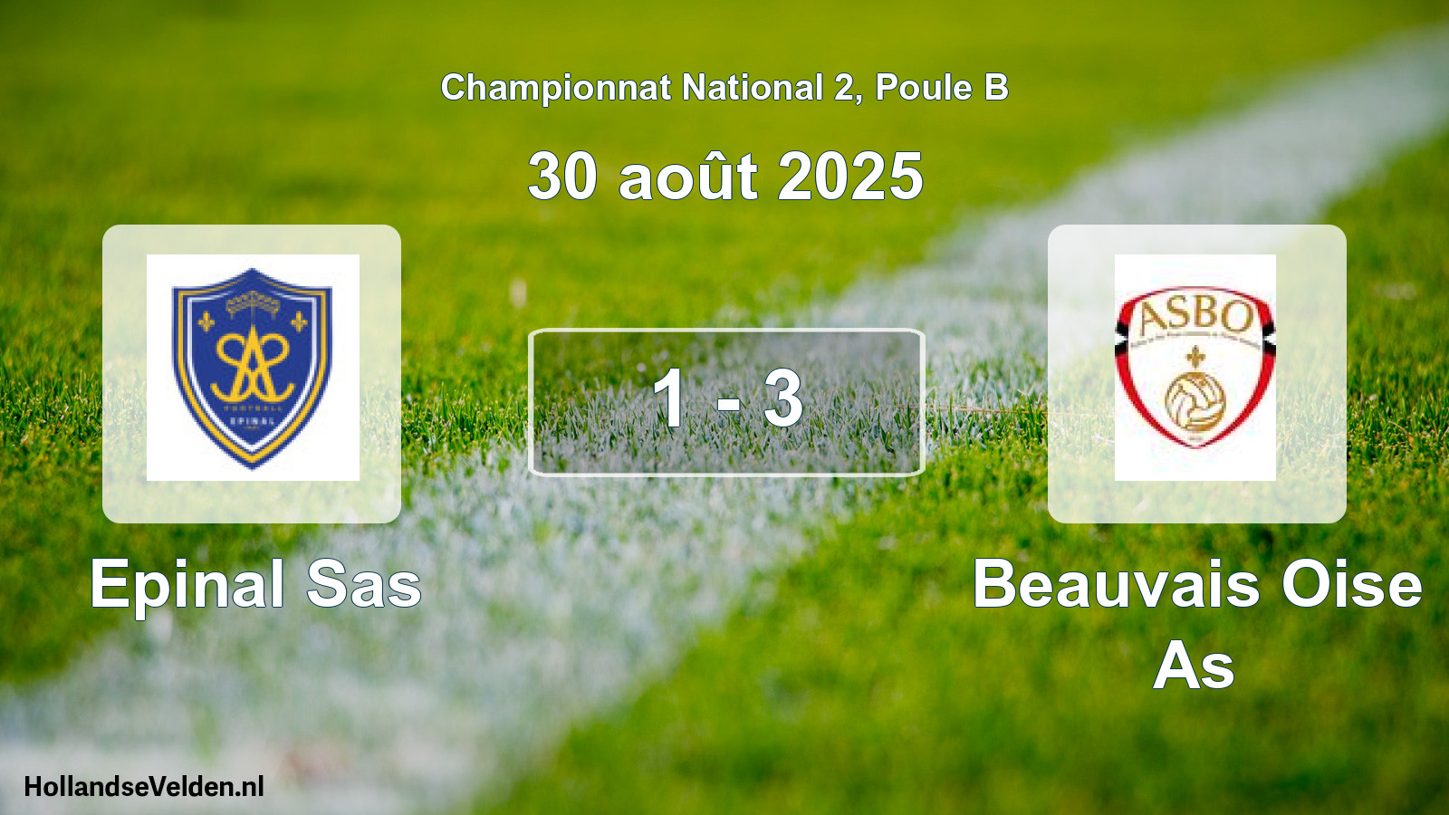 Total number of matches played: Epinal Sas - Beauvais Oise As 1 - 3 (30 August 2025)