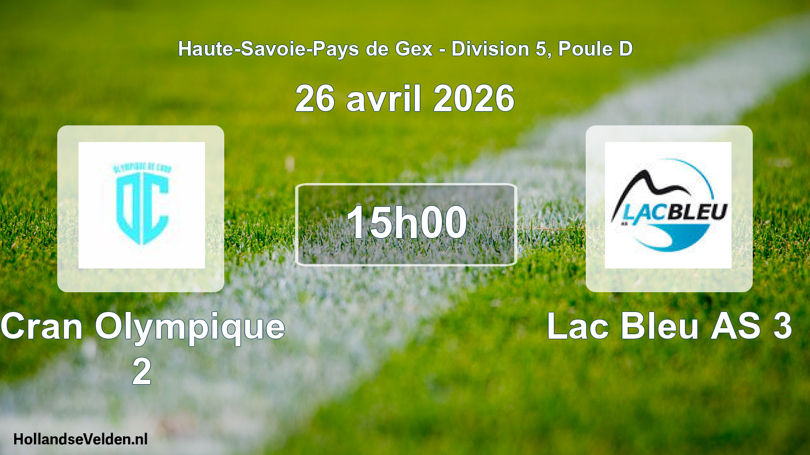 Match programmé: Cran Olympique 2 - Lac Bleu AS 3 (26 avril 2026)