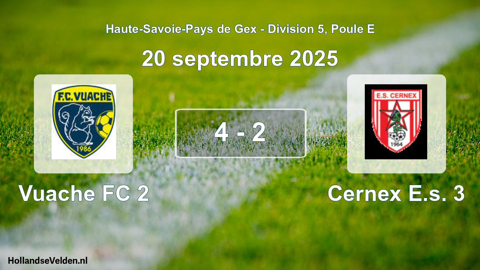 Gespeelde wedstrijd: Vuache FC 2 - Cernex E.s. 3 4 - 2 (20 september 2025)