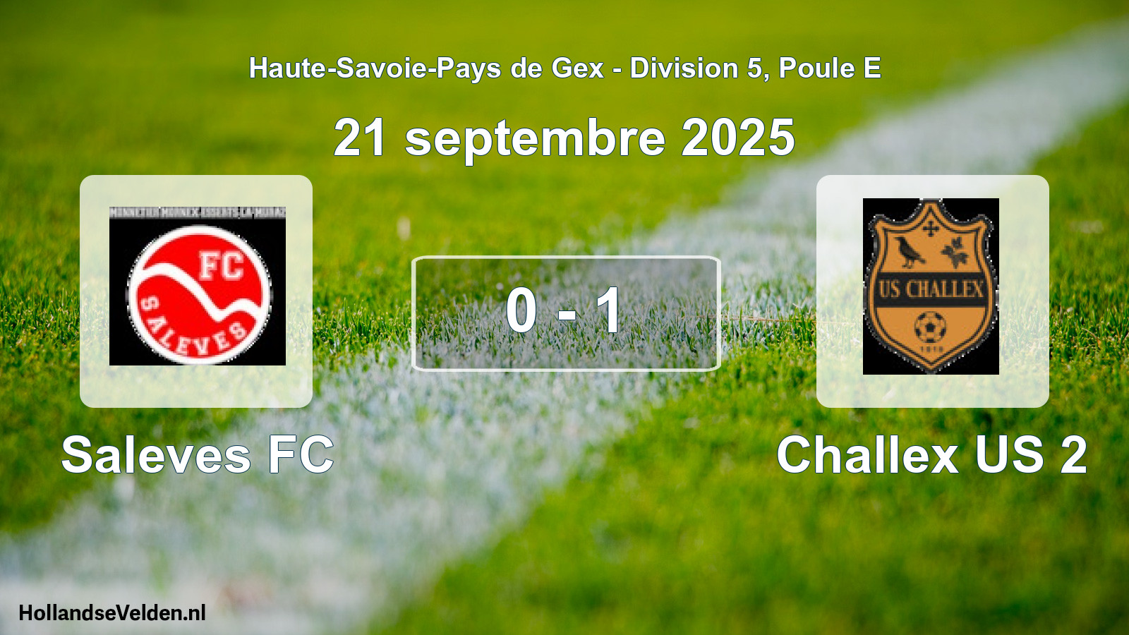 Match joué: Saleves FC - Challex US 2 0 - 1 (21 septembre 2025)