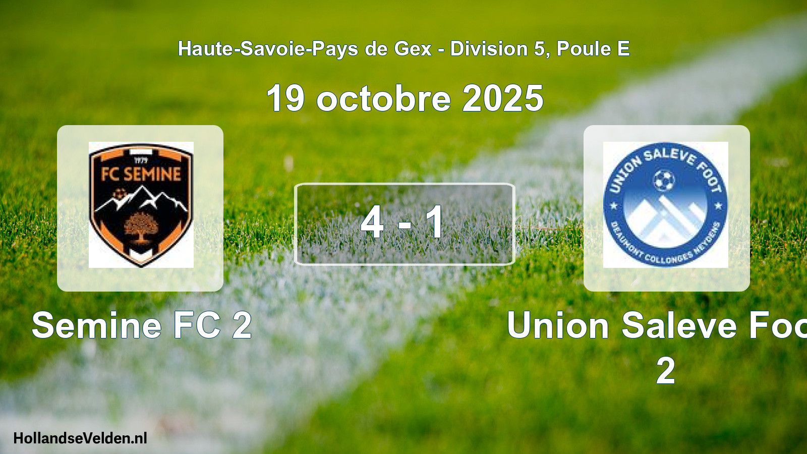 Match joué: Semine FC 2 - Union Saleve Foot 2 4 - 1 (19 octobre 2025)