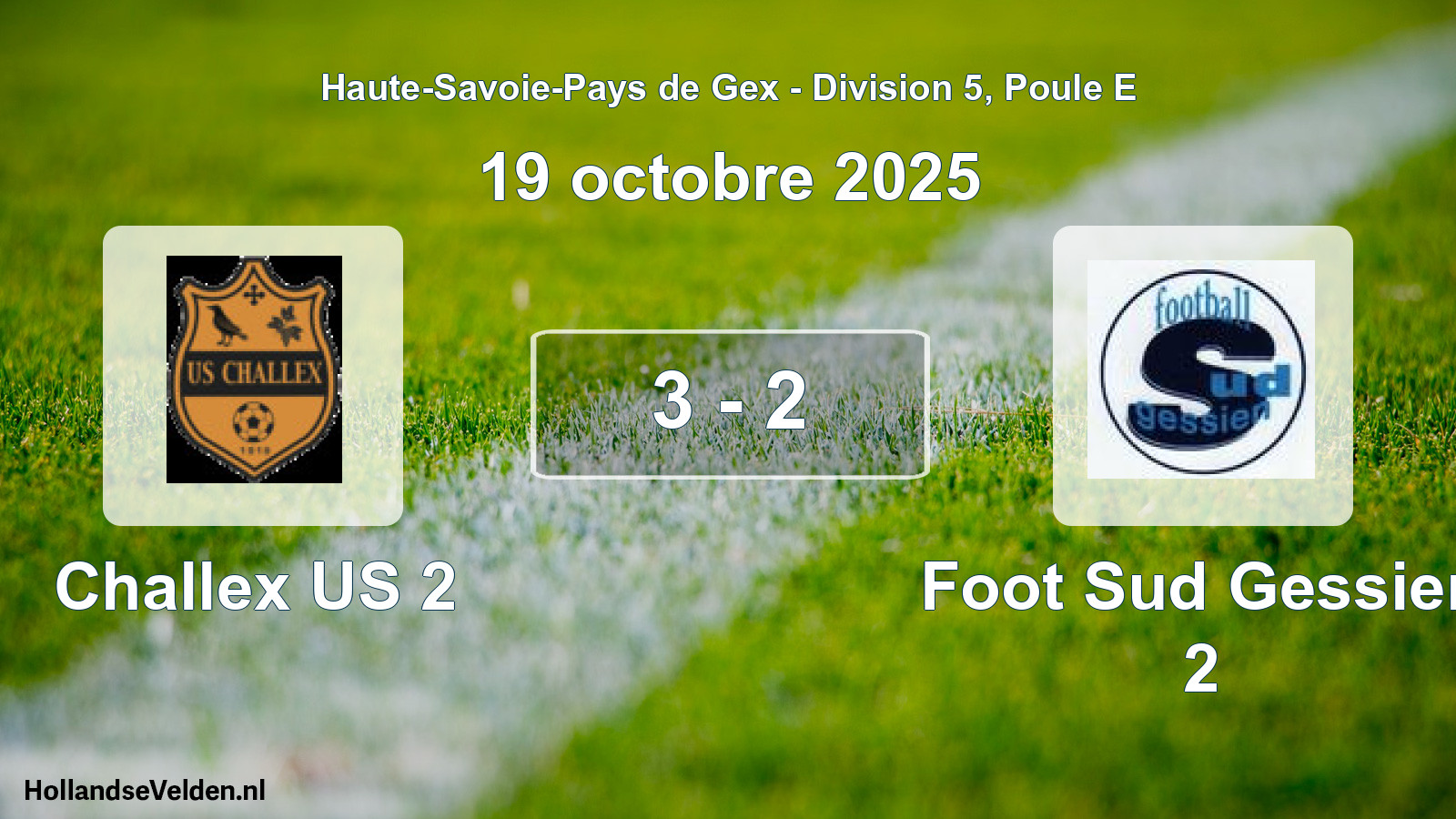 Gespeelde wedstrijd: Challex US 2 - Foot Sud Gessien 2 3 - 2 (19 oktober 2025)