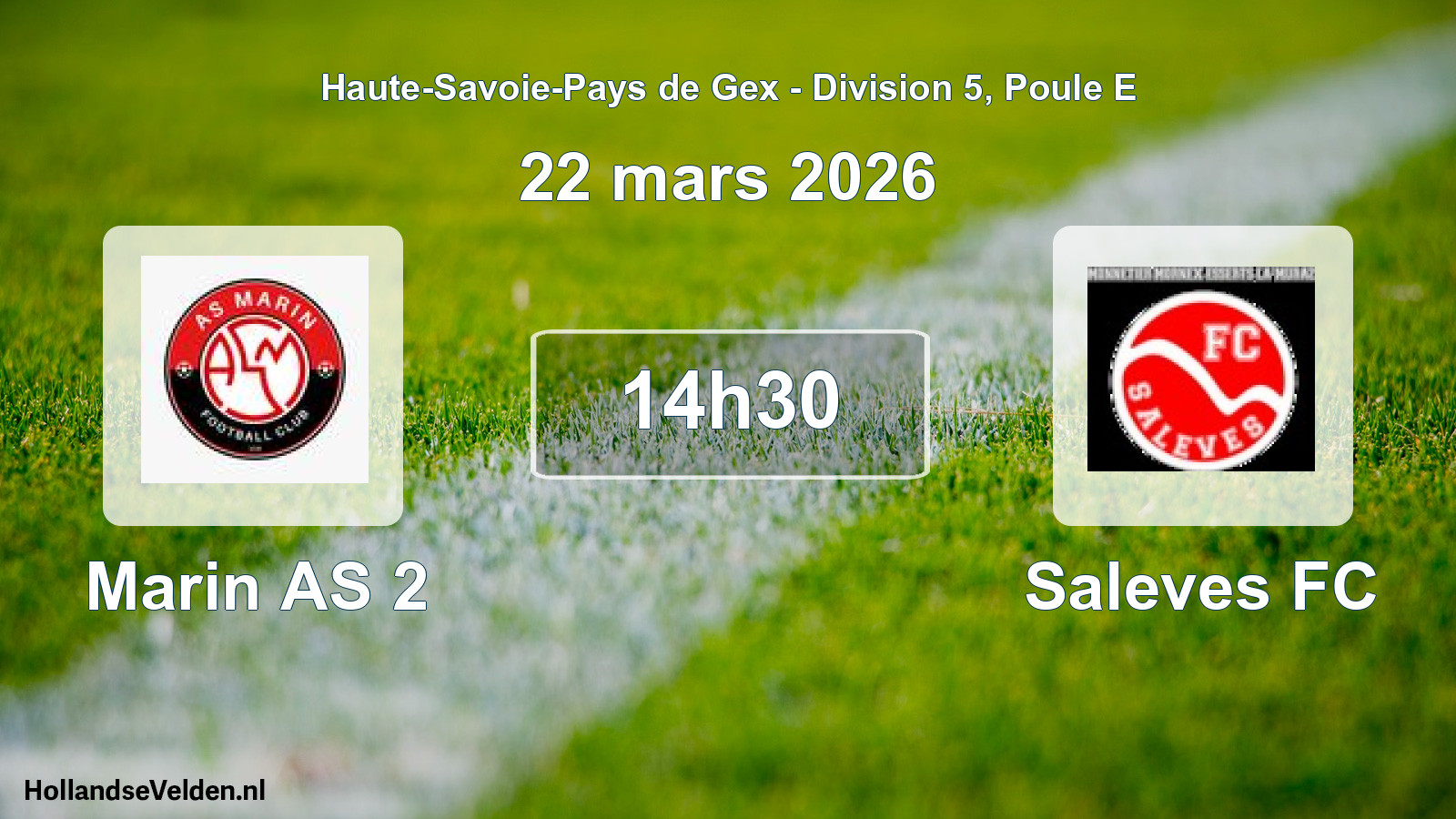 Match programmé: Marin AS 2 - Saleves FC (22 mars 2026)