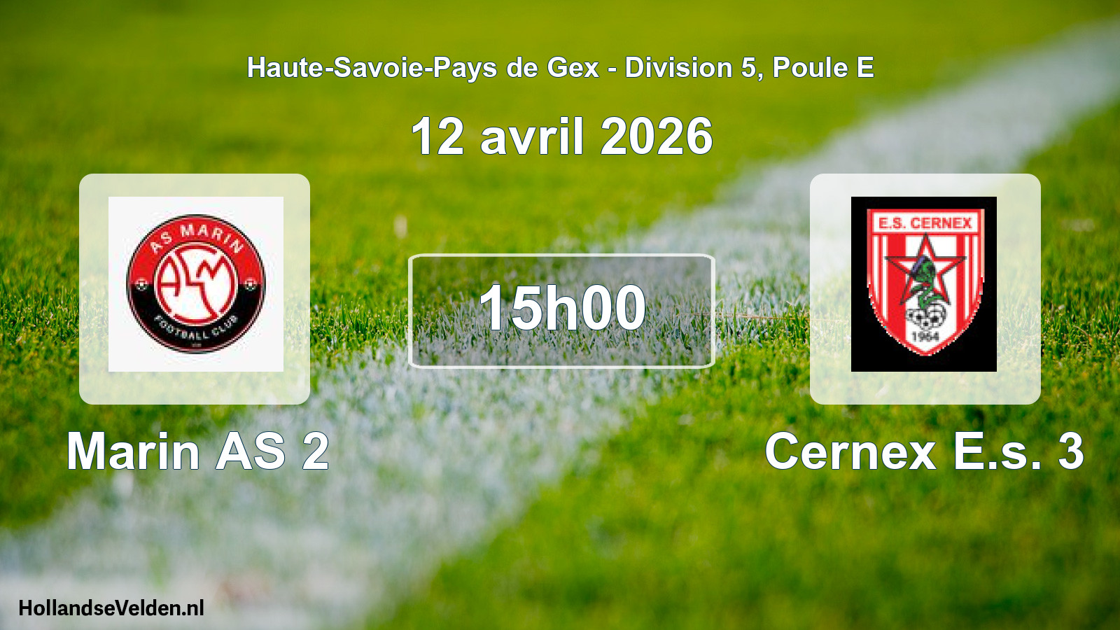 Match programmé: Marin AS 2 - Cernex E.s. 3 (12 avril 2026)