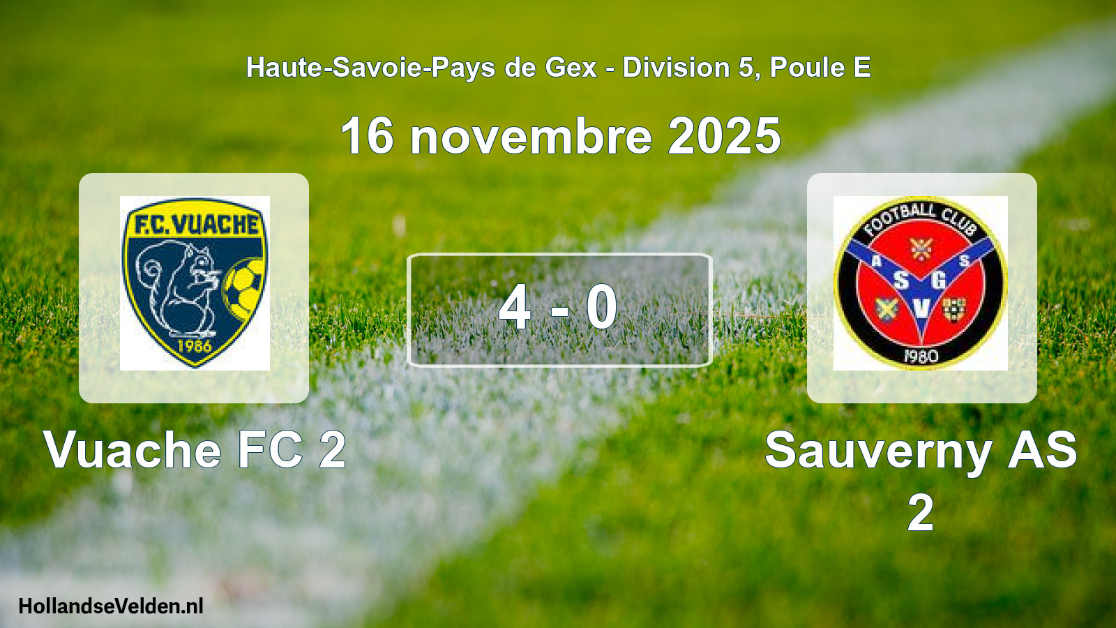 Gespeelde wedstrijd: Vuache FC 2 - Sauverny AS 2 4 - 0 (16 november 2025)