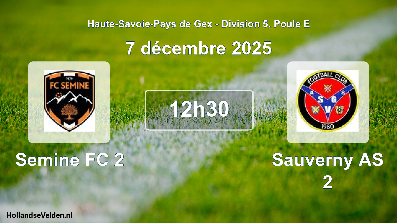Geplande wedstrijd: Semine FC 2 - Sauverny AS 2 (14 december 2025)
