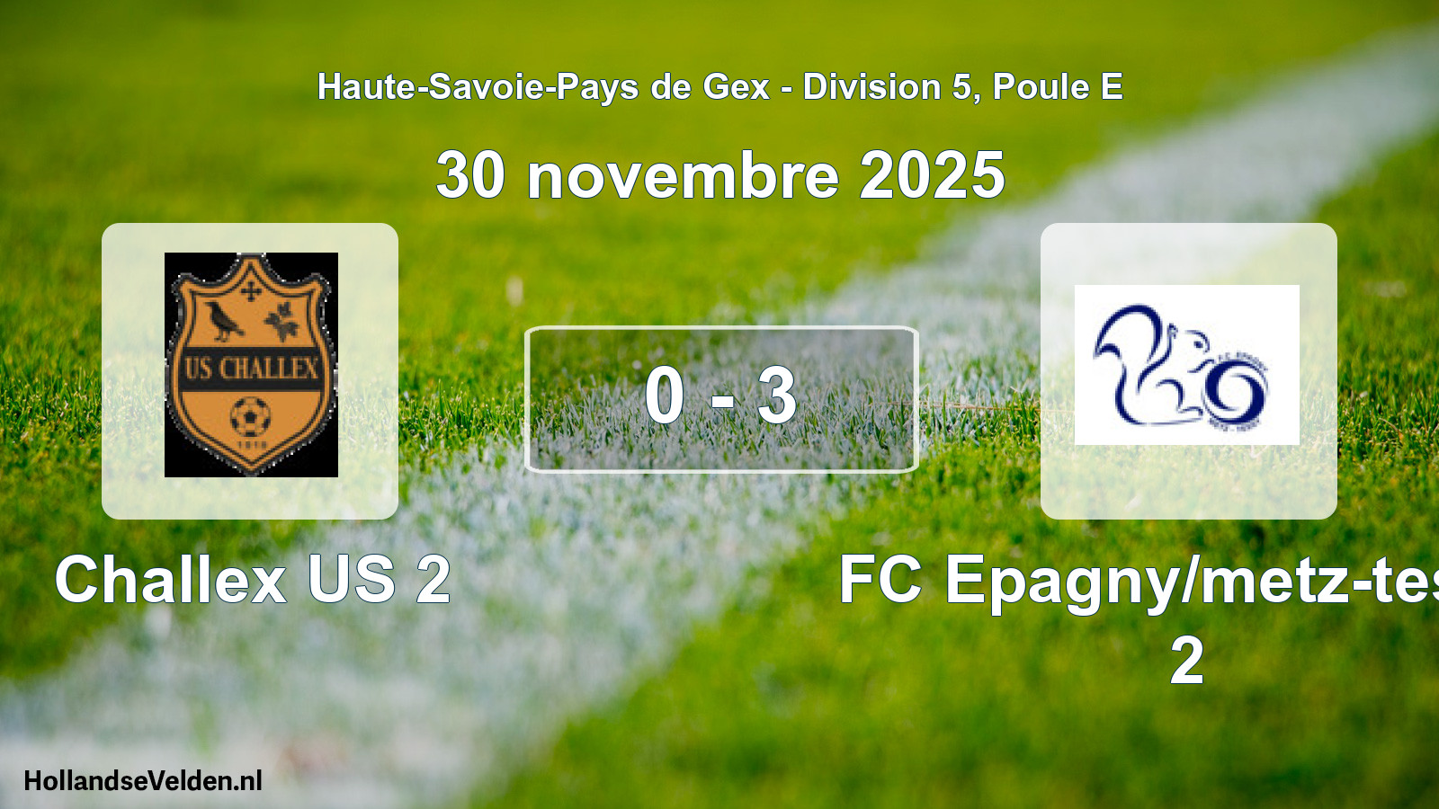 Total number of matches played: Challex US 2 - FC Epagny/metz-tessy 2 0 - 3 (30 November 2025)