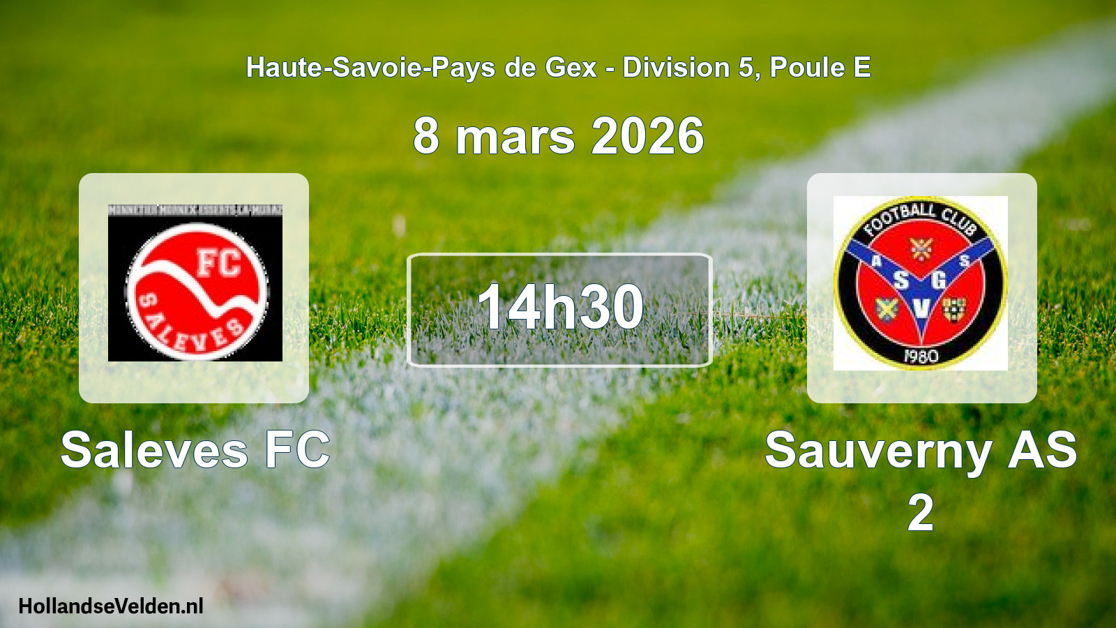 Match programmé: Saleves FC - Sauverny AS 2 (8 mars 2026)