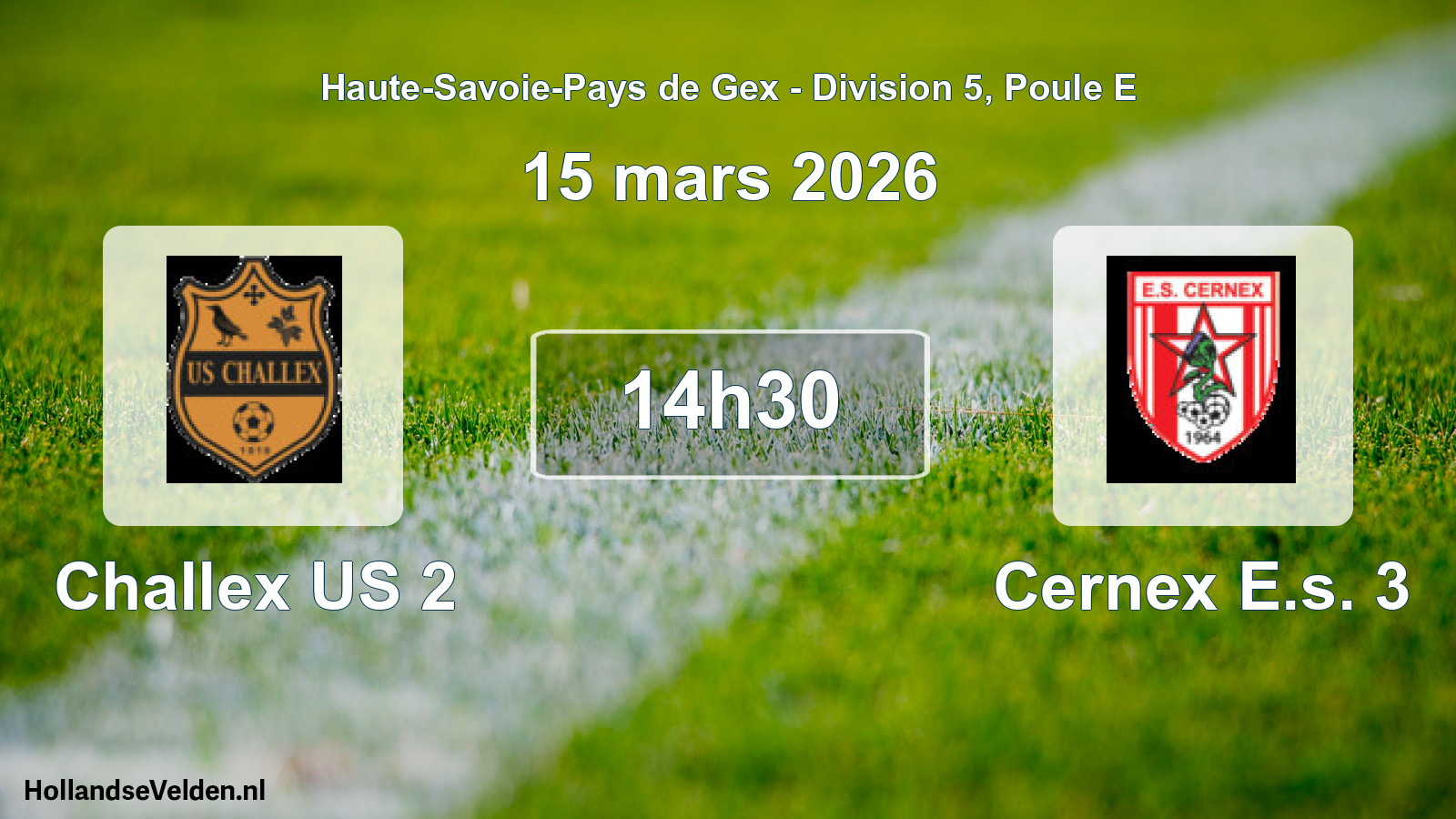 Geplande wedstrijd: Challex US 2 - Cernex E.s. 3 (15 maart 2026)