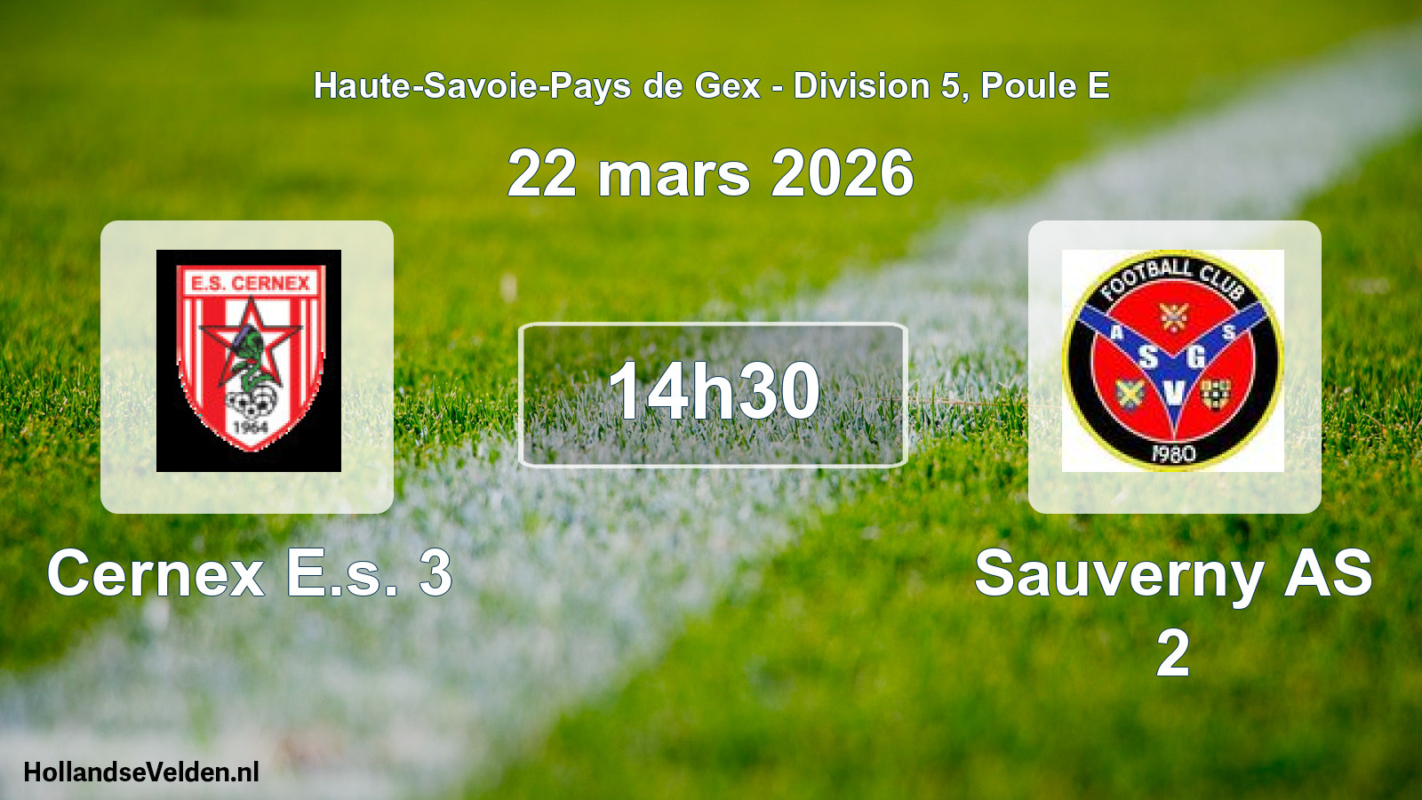 Geplande wedstrijd: Cernex E.s. 3 - Sauverny AS 2 (22 maart 2026)