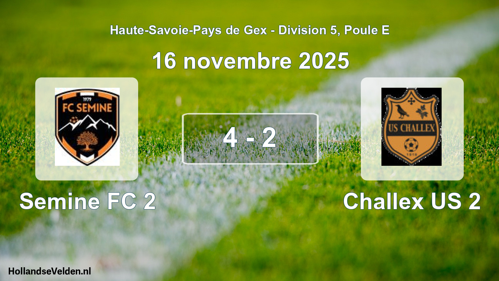 Gespeelde wedstrijd: Semine FC 2 - Challex US 2 4 - 2 (16 november 2025)