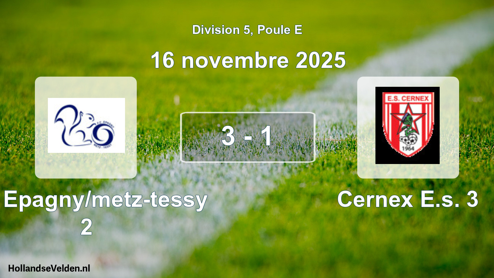 Match joué: FC Epagny/metz-tessy 2 - Cernex E.s. 3 3 - 1 (16 novembre 2025)