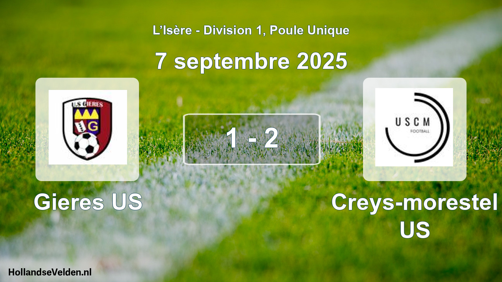 Match joué: Gieres US - Creys-morestel US 1 - 2 (7 septembre 2025)