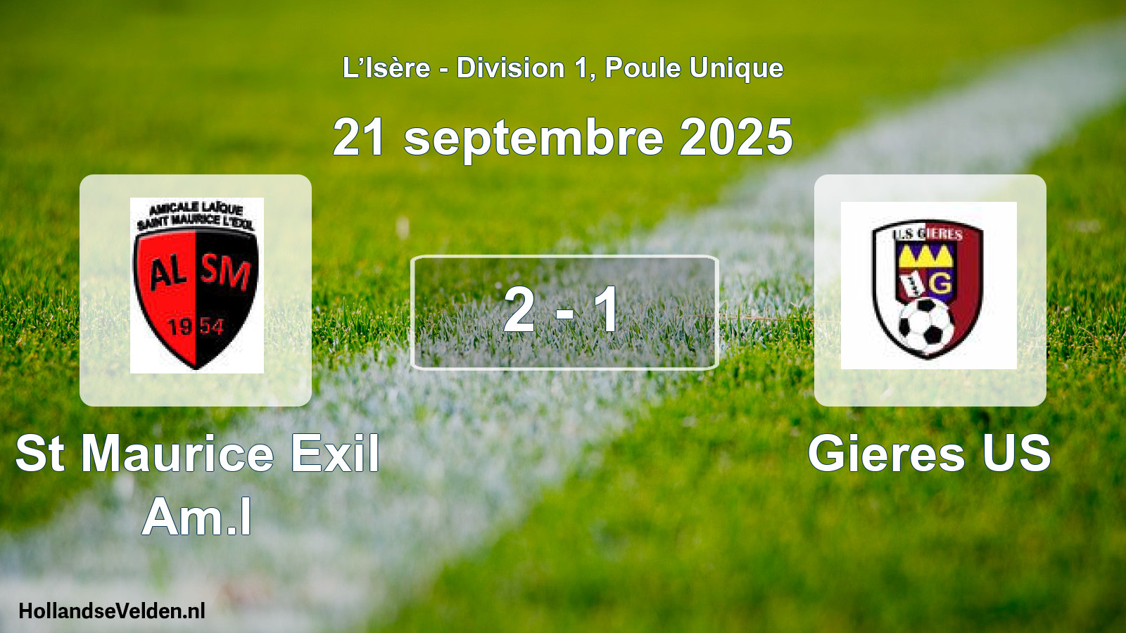 Total number of matches played: St Maurice Exil Am.l - Gieres US 2 - 1 (21 September 2025)