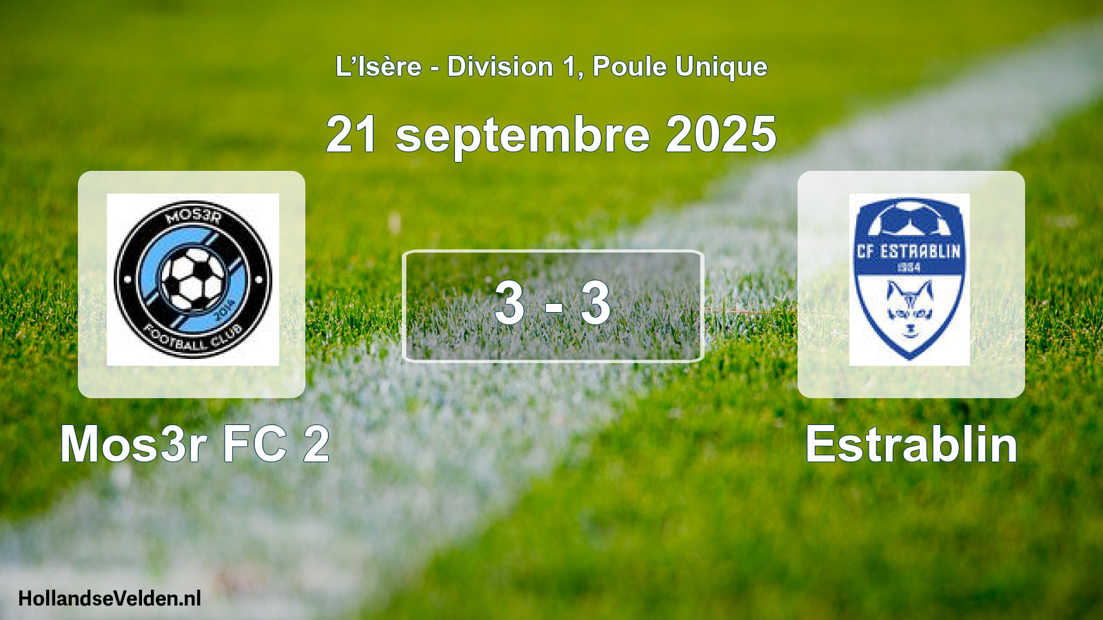 Gespeelde wedstrijd: Mos3r FC 2 - Estrablin 3 - 3 (21 september 2025)