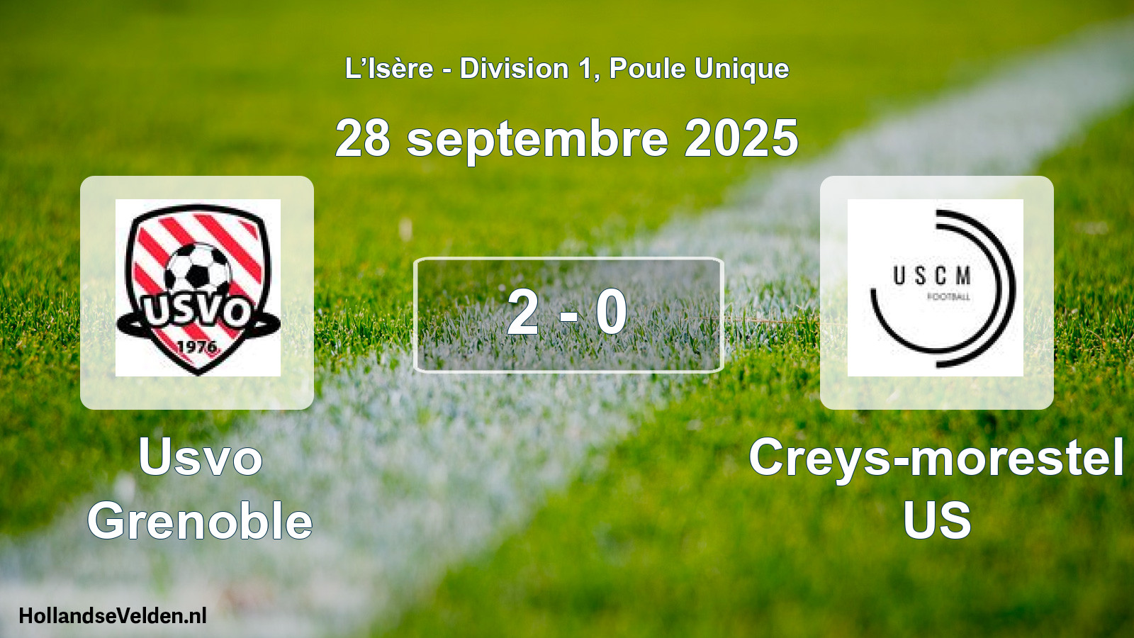 Match joué: Usvo Grenoble - Creys-morestel US 2 - 0 (28 septembre 2025)