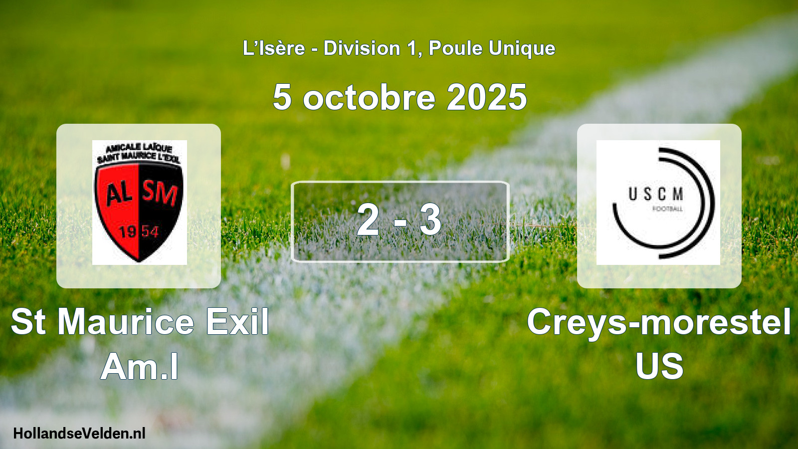 Gespeelde wedstrijd: St Maurice Exil Am.l - Creys-morestel US 2 - 3 (5 oktober 2025)