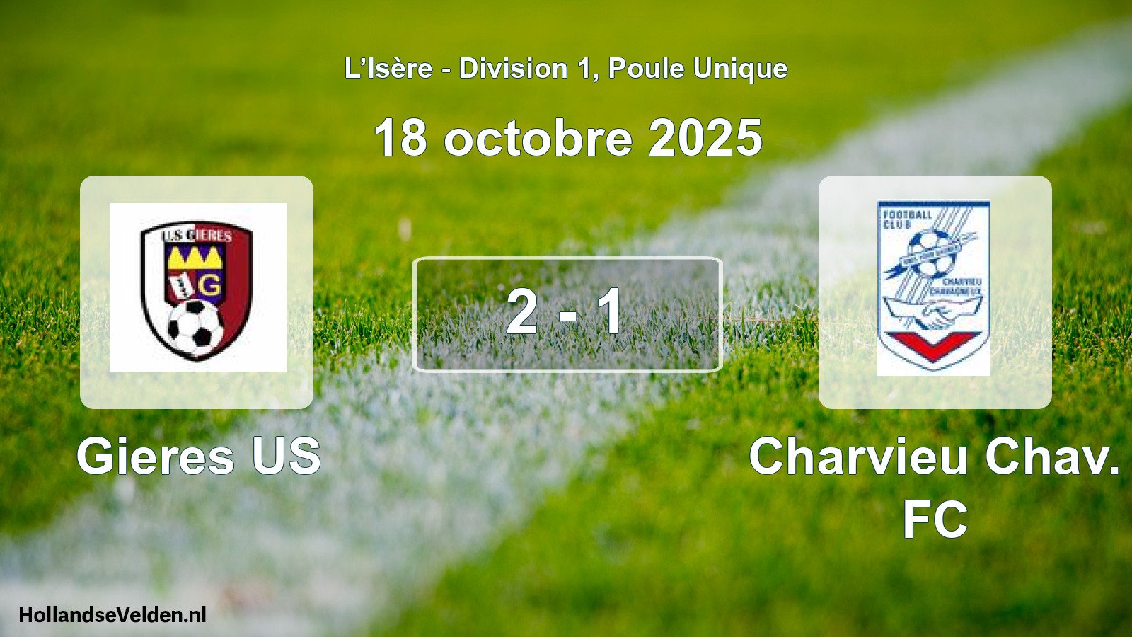 Gespeelde wedstrijd: Gieres US - Charvieu Chav. FC 2 - 1 (18 oktober 2025)