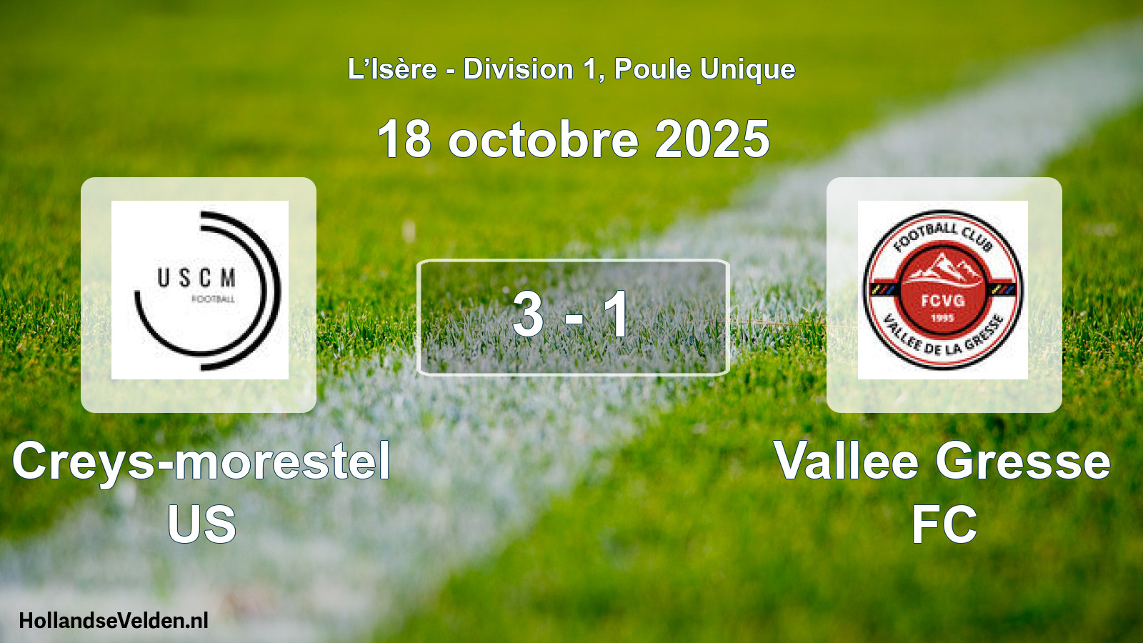 Gespeelde wedstrijd: Creys-morestel US - Vallee Gresse FC 3 - 1 (18 oktober 2025)