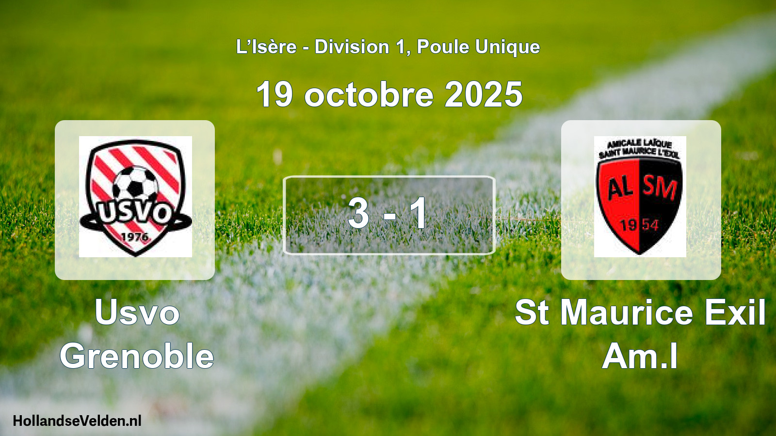 Total number of matches played: Usvo Grenoble - St Maurice Exil Am.l 3 - 1 (19 October 2025)