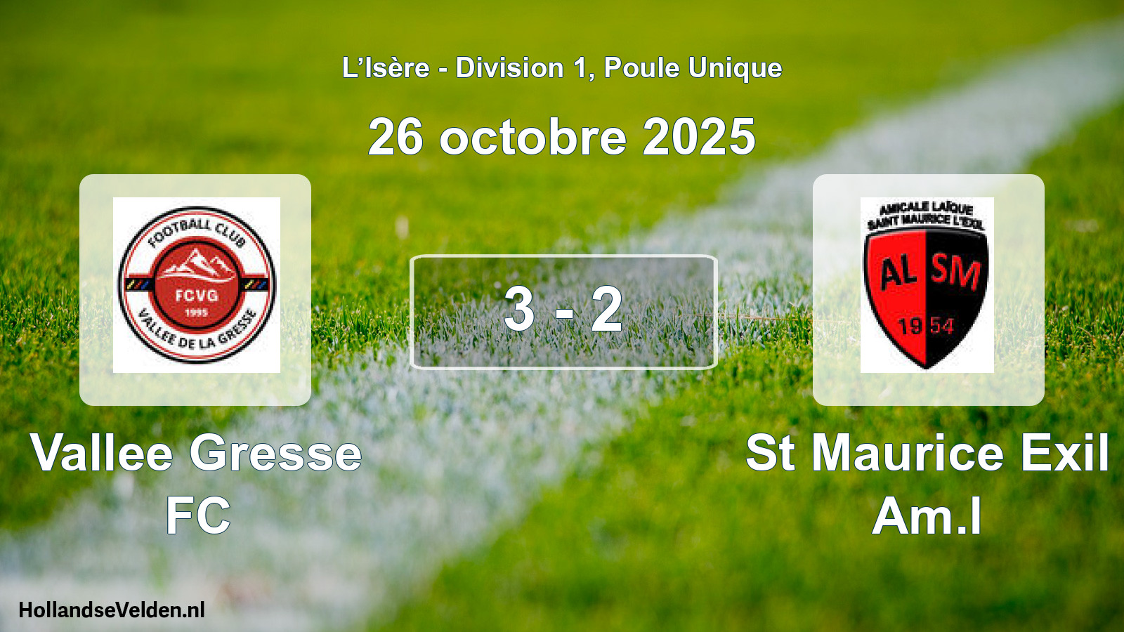Gespeelde wedstrijd: Vallee Gresse FC - St Maurice Exil Am.l 3 - 2 (26 oktober 2025)