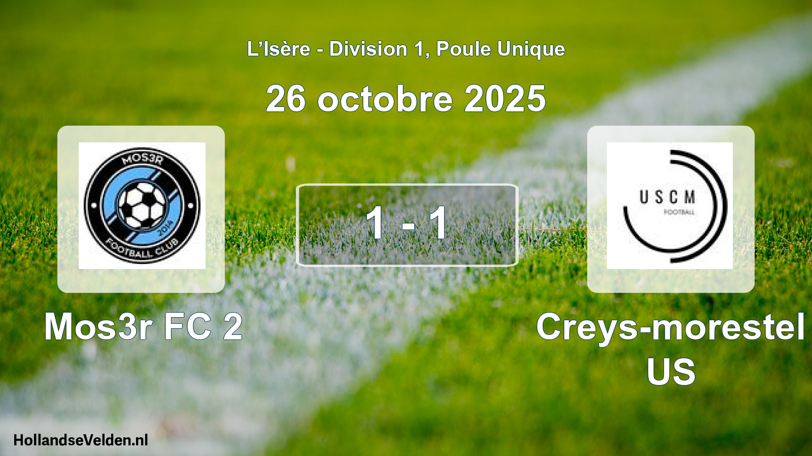 Gespeelde wedstrijd: Mos3r FC 2 - Creys-morestel US 1 - 1 (26 oktober 2025)