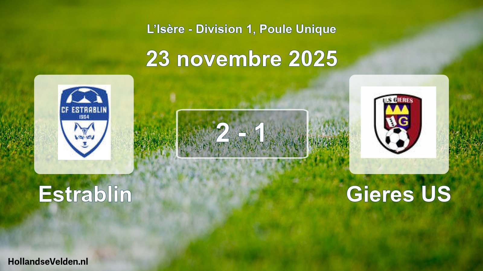 Gespeelde wedstrijd: Estrablin - Gieres US 2 - 1 (23 november 2025)