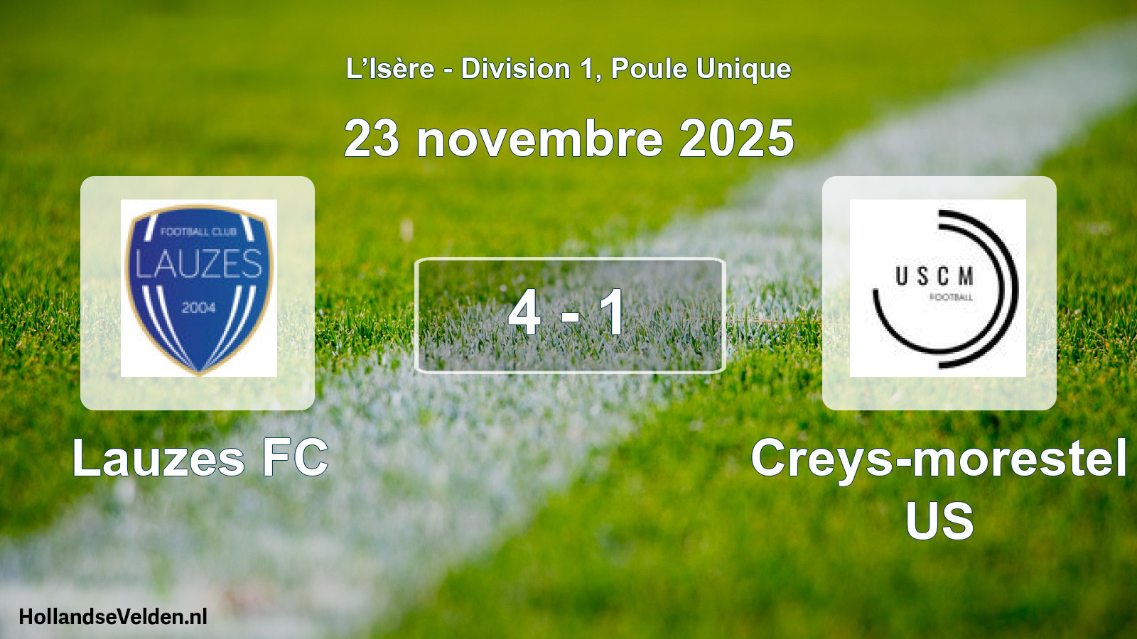 Gespeelde wedstrijd: Lauzes FC - Creys-morestel US 4 - 1 (23 november 2025)