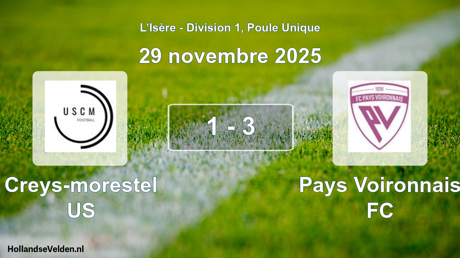 Match joué: Creys-morestel US - Pays Voironnais FC 1 - 3 (29 novembre 2025)