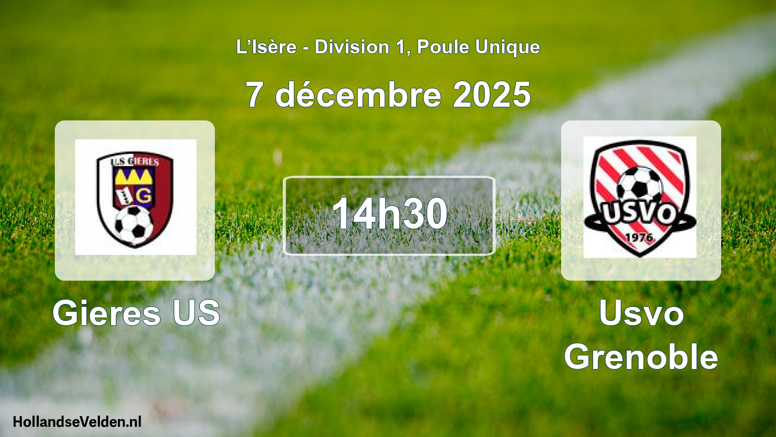 Match programmé: Gieres US - Usvo Grenoble (7 décembre 2025)