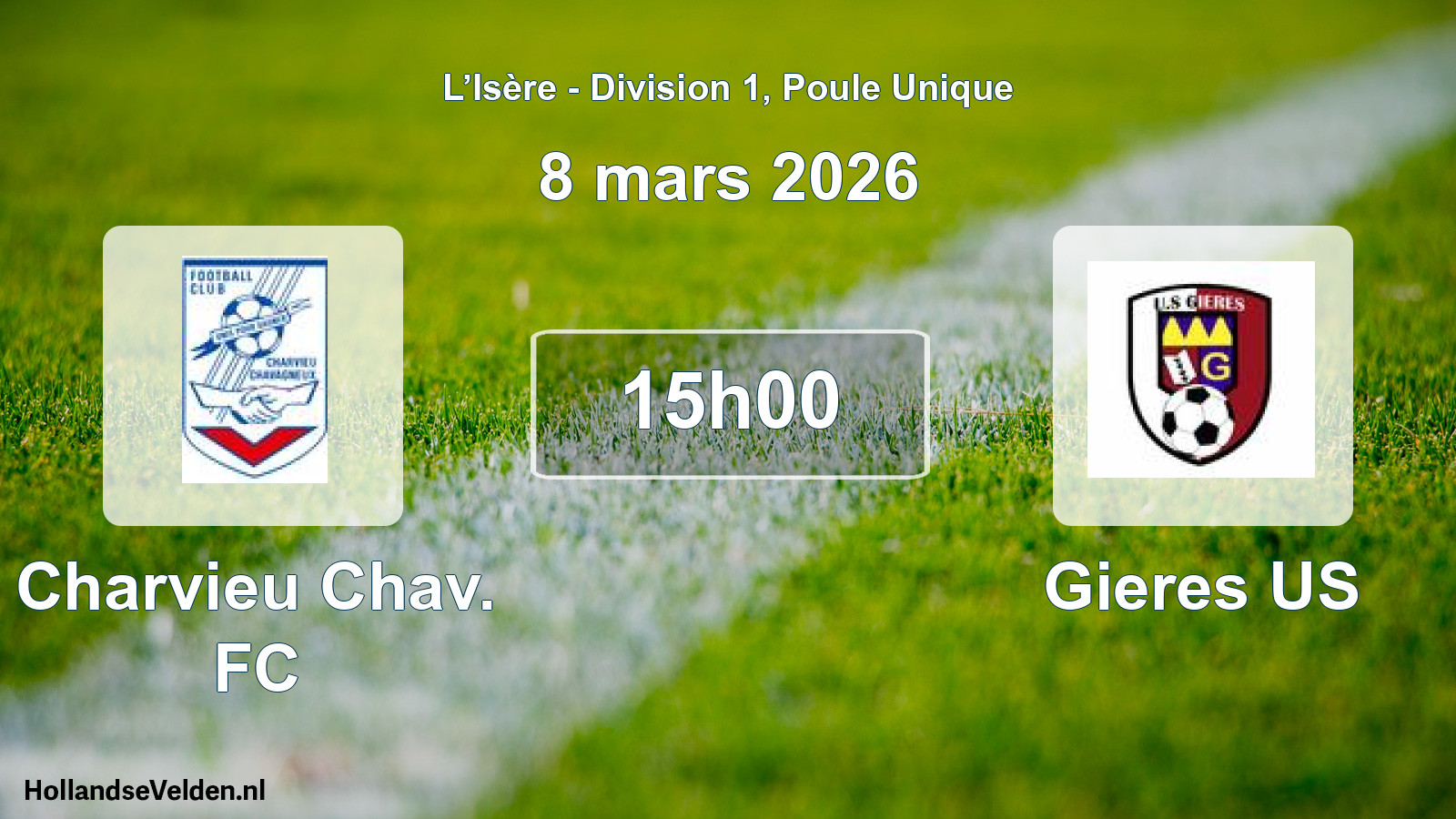 Match programmé: Charvieu Chav. FC - Gieres US (8 mars 2026)