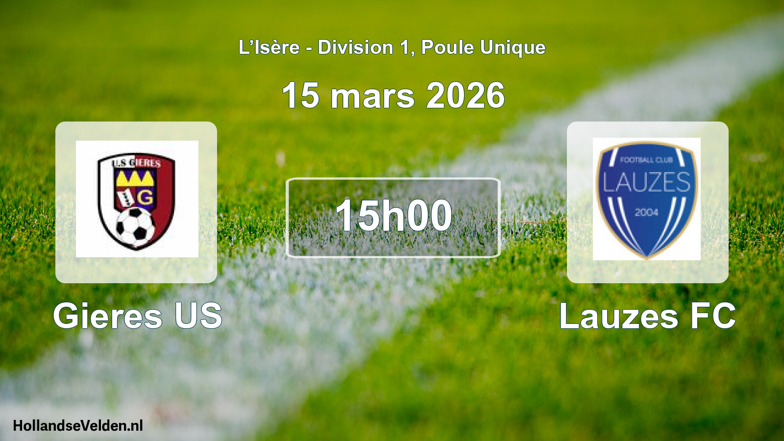 Match programmé: Gieres US - Lauzes FC (15 mars 2026)