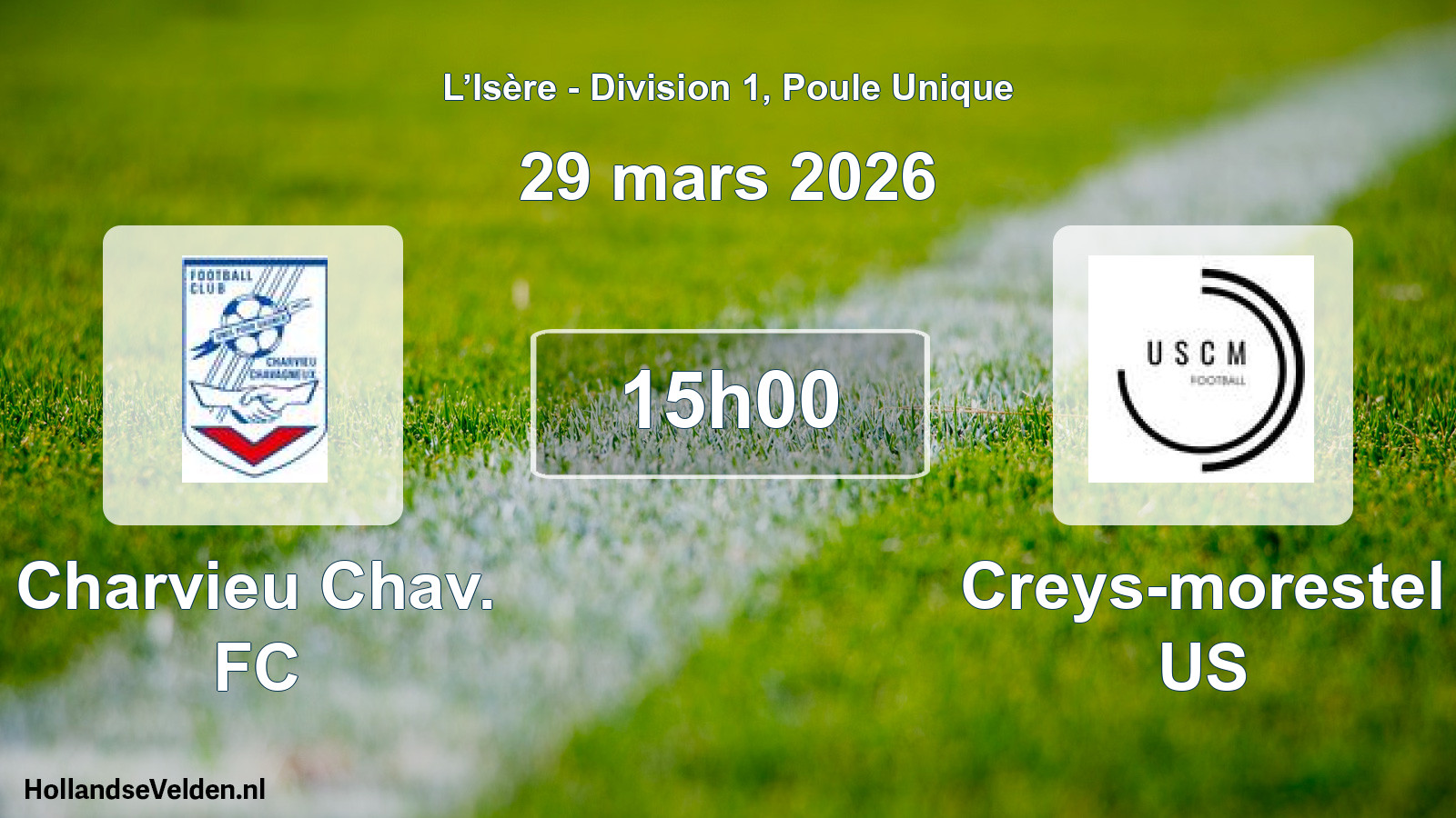 Match programmé: Charvieu Chav. FC - Creys-morestel US (29 mars 2026)