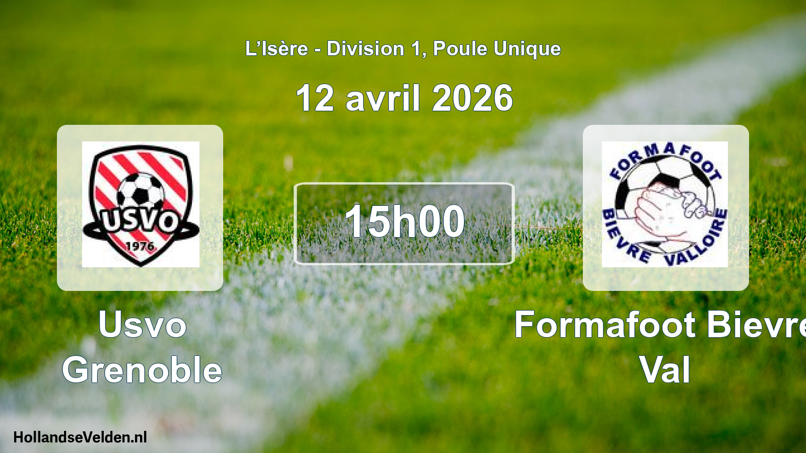 Match programmé: Usvo Grenoble - Formafoot Bievre Val (12 avril 2026)